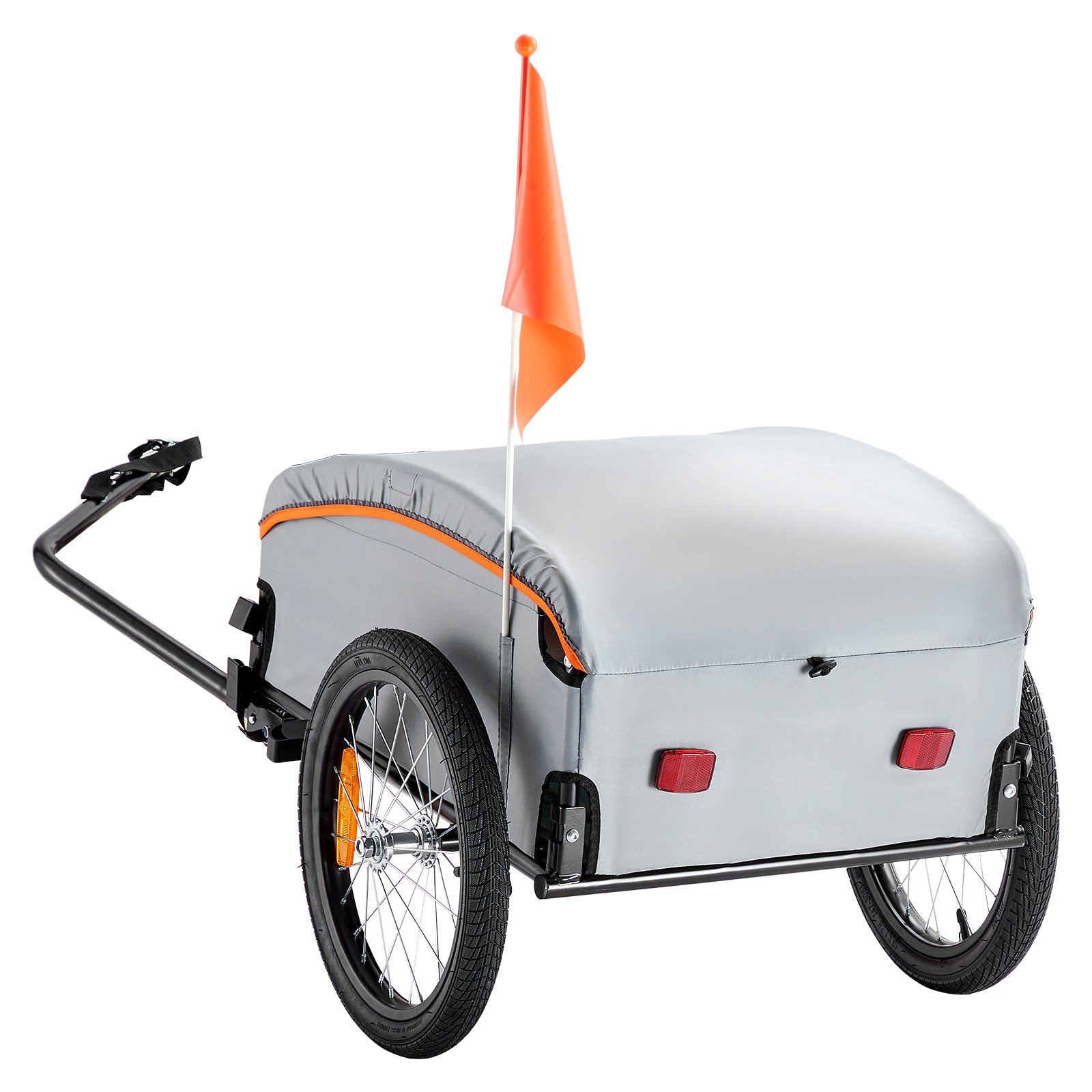 Bike Cargo Trailer, 100 Lbs Load Capacity, Heavy-Duty Bicycle Wagon Cart, Foldable Compact Storage With Universal Hitch, Waterproof Cover, 16" Wheels, Safe Reflectors, Fits 22"-28" Bike Wheels_voghion.com